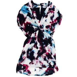 Kensie ink blot print cinched waist dress s